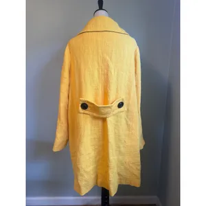 Boden Yellow Textured Tweed Coat colorful Button 14 preppy Y2K retro bright whim thumbnail 6