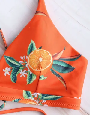 Zaful Orange Blossom Print Bikini Set thumbnail 6