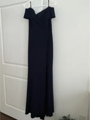 Aqua Dresses Navy Blue Off-Shoulder Evening Gown Size 6 thumbnail 3