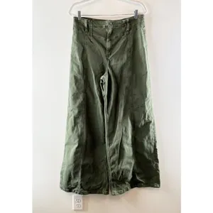 Free People Libre Cotton Blend High Waisted Wide-Leg Jeans Thyme Green 32 / 14 thumbnail 5