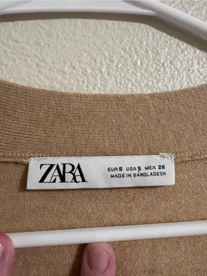 Zara Camel V-Neck Button Cardigan thumbnail 2