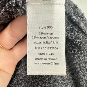 Barefoot Dreams CozyChic Luxe Size M Dark Grey Cozy Loungewear Hooded Open Front thumbnail 3