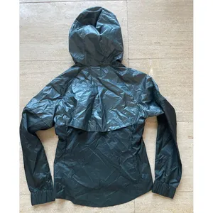 Nike women Lightweight Windbreaker Running hooded Jacket Grey Athletic Zip-Up XS thumbnail 5
