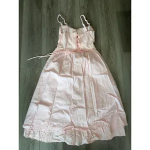 Commense Coastal Cowgirl Ruffle Hem Milk Maid Midi Dress L Baby Pink NWT thumbnail 4