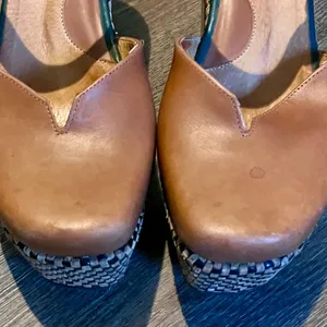 John Fluevog Ana Rita Leather Platform Mary Jane Heels Size 7 Brown Tan thumbnail 4