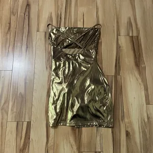REVOLVE Superdown Gold Shimmer Mini Dress Cocktail Size XS Cowl Knot Hem Lined thumbnail 8