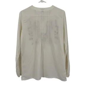 Relativity Womens White Cotton Embroidered Pintuck Long Sleeve Peasant Blouse S‎ thumbnail 6