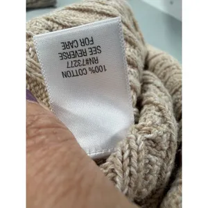 Croft & Barrow Womens Sweater Tan Beige Cable Knit V-Neck Cotton Medium thumbnail 4