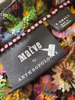 ANTHROPOLOGIE Maeve Melinda Tiered Tunic Dress XS 18.5” p2p Black Multi EUC thumbnail 3