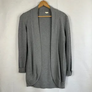 J.Crew Womens‎ Gray Open Front Cardigan Sweater Size Medium Knit Classic Cozy thumbnail 6