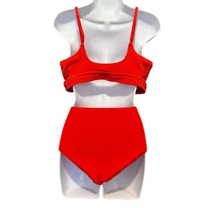 Aerie Bikini Set XXL Orange NWT High Waist Swimsuit Cutout Beach Vacation Summer thumbnail 3