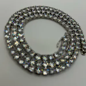 Moissanite Iced Out Tennis Chain Silver 5mm 22 Inches Brand New VVS1 Fast Ship thumbnail 2