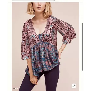 Anthropologie Womens Velvet Burnout Boho Paisly Top Size Small‎ Indie Silk Blend thumbnail 7