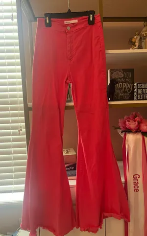 Vibrant Pink Flare Jeans thumbnail 1