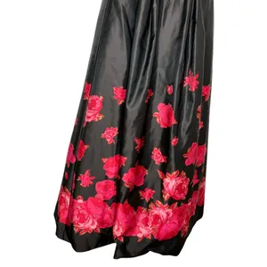 Sherri Hill Floral Printed Satin Ball Gown 10 Deep V-Neckline Beaded Black Prom thumbnail 6