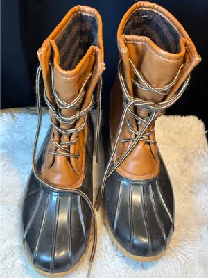 Sporto Arianna Womens Black Tan Faux Fur Lined Lace Up Duck Boots Size 8M thumbnail 1