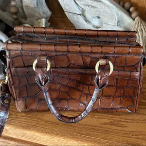 Brahmin Rich Brown Crocodile-Embossed Crossbody Bag thumbnail 5