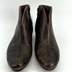 Pikolinos Ankle Boots Leather Embroidered Heeled Slip On Almond Toe Brown 7.5 thumbnail 4