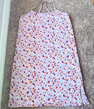 Pact Organic Cotton Cross Back Strap Side Slit Mini Sundress Size Medium Floral thumbnail 1