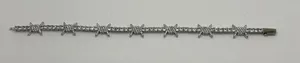 Mens Moissanite Barbwire Tennis Bracelet 8 Inch Real Silver Iced Plated Bold thumbnail 1