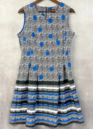 ISLE By Melis Kozan Bottomless Brunch Dress L Polka Dot Fit Flare Mod Pop Art thumbnail 1