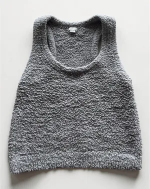 Aerie Grey Sherpa Popcorn‎ Knit Racerback Crop Tank Top Womens Large thumbnail 1