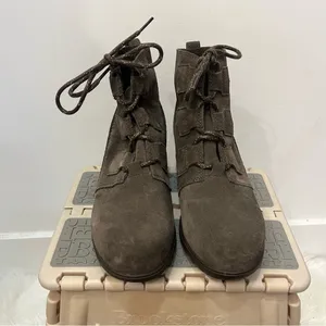 SOREL Evie Lace Wedge Booties Suede gray size 10 thumbnail 4