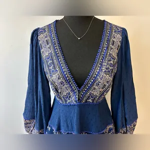 Free People My Love Mini Indigo Dress Size Small thumbnail 6