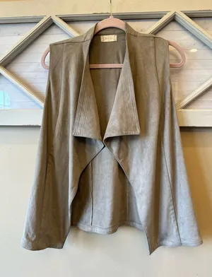 Soft Altar’d State‎ Open Vest Medium Taupe Light Brown Beige thumbnail 1
