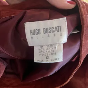 Hugo Buscati Collection Suede 100% Leather Rust Red Orange Skirt Sz 12 EUC thumbnail 7