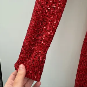 RTR One33 Social Red Sequin Drape Long‎ Sleeve Sheath Mini Dress Sz 4 thumbnail 11