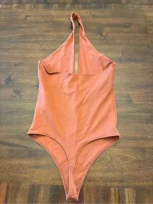 Abercrombie and Fitch Halter Bodysuit Women’s Medium Orange Tank Top New NWT thumbnail 3