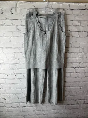 Magnolia Ribbed Knit Sleeveless Sweater Top and Wide-Leg Pants Set m/L thumbnail 2
