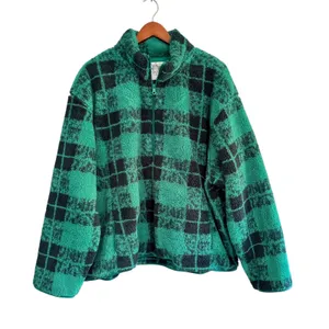Aerie OFFLINE Green Black Plaid Quarter Zip Fleece‎ Pullover XXL/TTG thumbnail 9