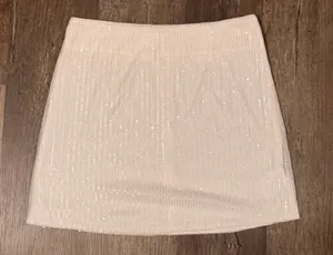 Flora Bea Sequin Mini Skirt in White Size M thumbnail 1