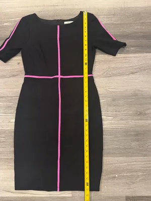 Bailey 44 Women’s Black Straight Short Sleeve Pencil Dress Pink Trim Sz M thumbnail 5