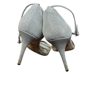 Badgley Mischka Shoes‎ Womens Size 9.5 Silver Strappy Ankle Strap Sandals Heels thumbnail 8
