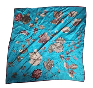 Vintage Green, Red, & Brown Fall Leaves Silk Scarf Bohemian Nature Autumn thumbnail 1