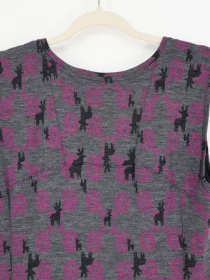 Ibex Merino Wool Dress Medium 100% Zque Certified Gray Purple Black Print Layer thumbnail 10