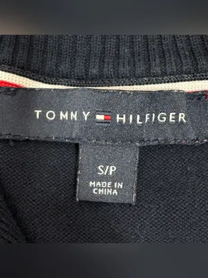 Tommy Hilfiger Quarter Zip Mock Neck Colorblock Logo Sweater Size Small Preppy thumbnail 9