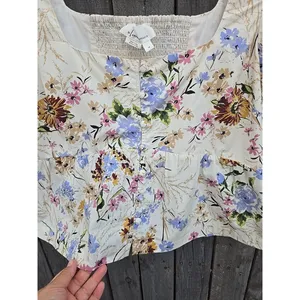 by Anthropologie Floral Corset Smocked Back Size Medium thumbnail 4