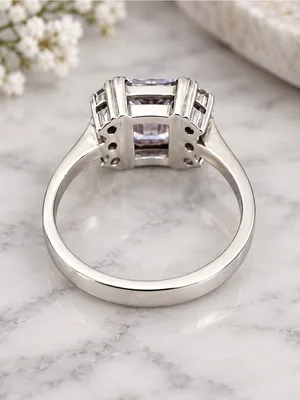 Estate Sterling Silver 925 Purple White CZ Ring VERY PRETTY Size 6.50 thumbnail 2