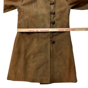 Vintage 60’s Leather Jacket Coat Brown Small Suede Leather Buttons Lined Collar thumbnail 6