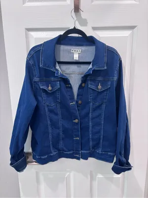 Dash‎ Classic Women's Dark Wash Denim Jacket size Medium Blue thumbnail 5
