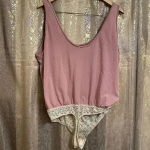 Free People Sydney Dusty Rose Mauve Oversized Tank Top Bodysuit Medium thumbnail 2