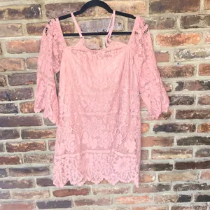 Xhilaration Mauve Pink Cold Shoulder Bell Sleeve Mini Dress Women's Size Small thumbnail 7