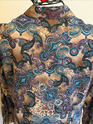 🐂🐂🐂BOGOHO🐂🐂🐂Ariat Tan Paisley Print Pearl Snap LS Shirt-Large thumbnail 10