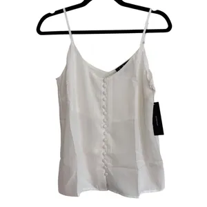 Lulus White Button Front Camisole V-Neck Adjustable Strap Tank Top‎ XS New thumbnail 2