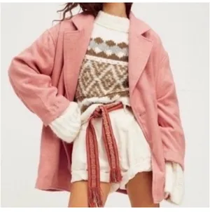Free People Dusty Pink Oversized Blazer L thumbnail 1