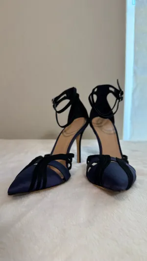J. Crew Black and Navy Heels 8.5 made in Italy thumbnail 2